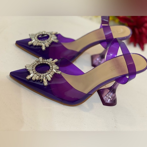CATHERINE, Catherine Malandrino, Classic purple crystal woman elegant size 6.5 - Picture 4 of 9